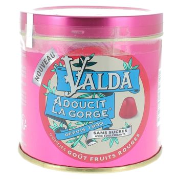 Zuckerfreier Kaugummi mit rotem Fruchtgeschmack Valda - 140g Dose