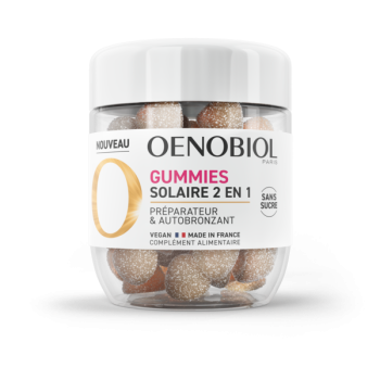 Gummies Sonnenschutz 2 in 1 Vorbereitung & Selbstbr&auml;uner Oenobiol - Dose mit 60 Gummies