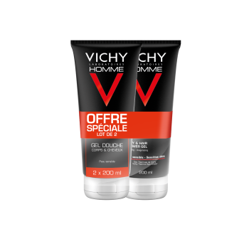Hydra mag C Duschgel für Körper & Haare Vichy Homme - 2 Tuben à 200 ml