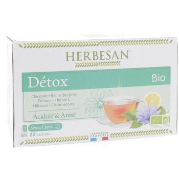 Bio Detox Tee mit Zitronengeschmack Herbesan - Box mit 20 Beuteln