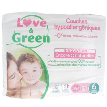 Hypoallergene Windeln Gr&ouml;&szlig;e 6 Love & Green - 34 Windeln