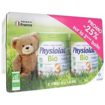 Physiolac Bio Wachstumsmilch 3. Altersstufe - 2x800 g Packung