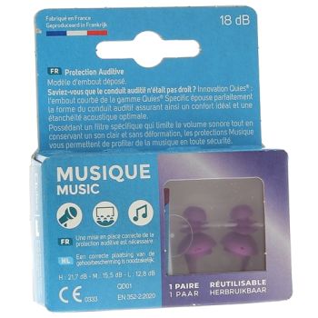 Musikgehörschutz Quies - Box mit 1 Paar