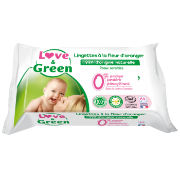 Orangenblüten-Tücher Love & Green - Packung mit 64 Tüchern