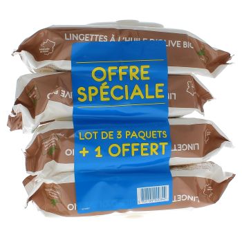 Reinigungstücher mit nativem Olivenöl Gifrer - 4er-Pack mit 70 Tüchern