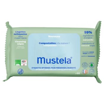 Kompostierbare Reinigungstücher mit Mustela-Duft - Packung mit 60 Tüchern