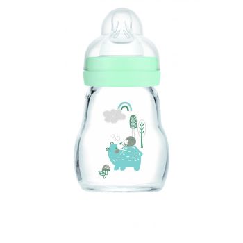 Blaues Glasfläschchen mit einem Durchfluss von 1 ab 0 Monaten MAM - Fläschchen mit 170 ml