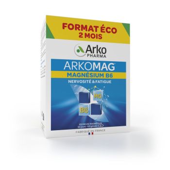 Arkomag Magnesium B6 Nervosität und Müdigkeit Arkopharma - Packung mit 120 Kapseln für 2 Monate
