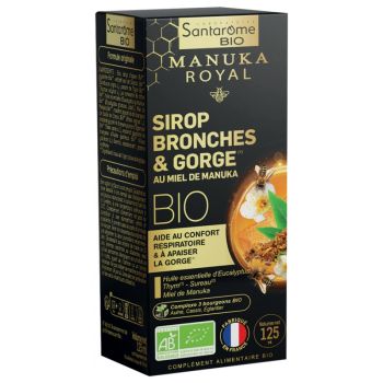 Manuka Royal Sirup für Bronchien & Hals mit Bio-Manuka-Honig von Santarome - Flasche mit 125 ml