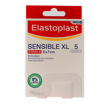 Med+ sensible sterile Pflaster Elastoplast - Packung mit 5 Pflastern von 6x7cm