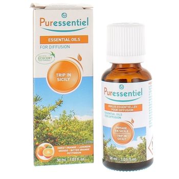 Mischung für die Diffusion Reise nach Sizilien bio Puressentiel - Flasche 30 ml