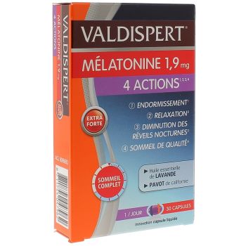 Melatonin 1,9 mg 4 Wirkungen Valdispert - Packung mit 30 Kapseln