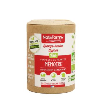 Ginkgo Biloba Gedächtnis Zypresse bio Nat&Form - Packung mit 120 Kapseln