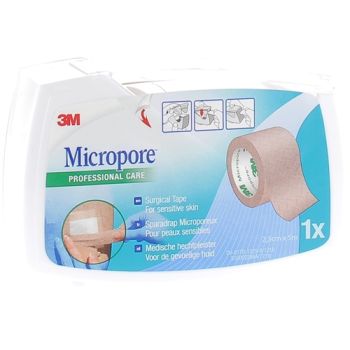 Mikropore Hautpflaster mit Abroller 3M - Pflaster 25 mm x 5 m