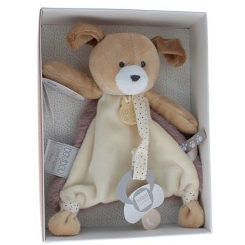 Mini Schnuffeltier Hund Schnullerhalter Schnuffeltier und Gesellschaft - Box mit Schnuffeltier von 15 cm