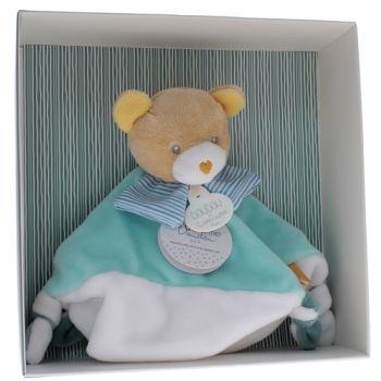 Mini Kuscheltier Bär blau Doudou und compagnie - Box mit 20 cm Kuscheltier