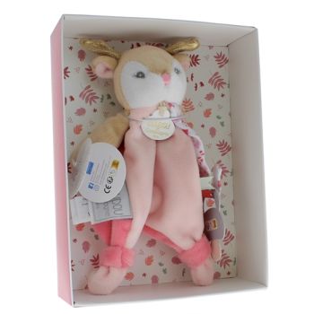 Mini Schnuffeltier Rentier Schnullerhalter Doudou und compagnie - Box mit Schnuffeltier von 15 cm