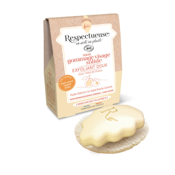 Mein sanftes, bio-zertifiziertes Gesichts-Peeling in fester Form Respectueuse - 35g Stück + kostenloser Pflanzen-Seifenhalter