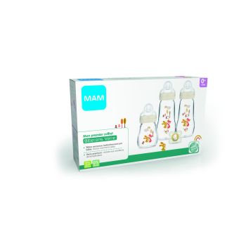 Mein erstes Mam-Glasflaschen-Set mit Igel - 3 Flaschen und 1 Schnuller