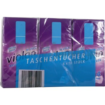 Taschentücher 100% neue, chlorfrei gebleichte Zellulose - 6 Packungen mit 10 Taschentüchern