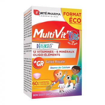 Multivit'Kids Abwehr Forte Pharma - Packung mit 60 Kaudabletten