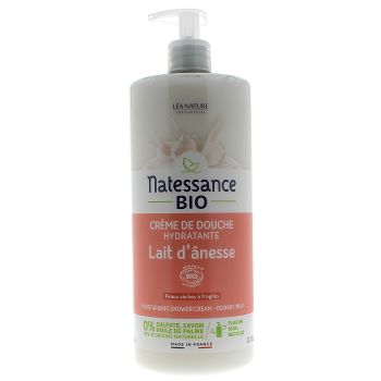 Natessance Duschcreme mit feuchtigkeitsspendender Eselsmilch Léa Nature - Pumpflasche 1L