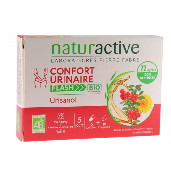 Urisanol Bio-Harnkomfort-Flash von Naturactive - Packung mit 10 Kapseln und 10 Kapseln