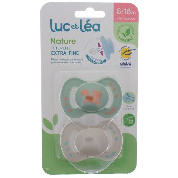 Natur Schnuller anatomisch extra dünn 6-18 Monate Eichhörnchen & beige Luc und Léa - 2er Pack Schnuller