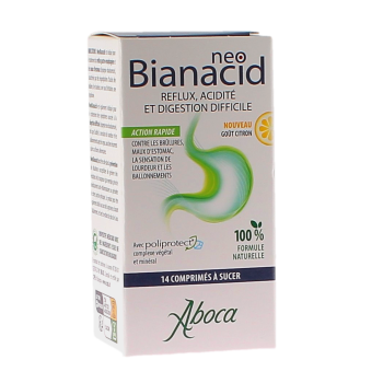 NeoBianacid Säure und Reflux Zitronengeschmack Aboca - Packung mit 14 Lutschtabletten