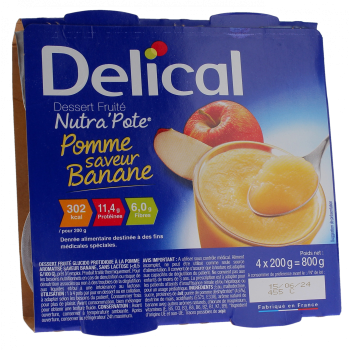 Nutra'pote Dessert mit Früchten Apfel Banane Delical - 4er-Pack à 200g