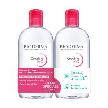 Mizellenwasser Angebot Cr&eacute;aline H2O Bioderma - 2er Pack mit 500 ml Flaschen