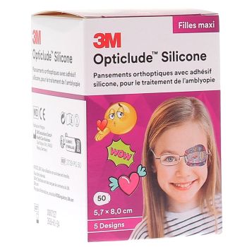 Opticlude Silikon M&auml;dchen Maxi 3M - 50 Pflaster von 5,7 x 8,0 cm
