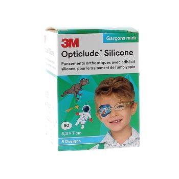 Opticlude Silikon Jungen Midi 3M - 50 Pflaster von 5,3 x 7,0 cm