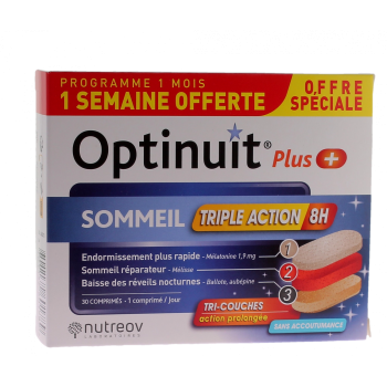 Optinuit Plus Schlaf dreifache Wirkung 8h Nutreov - Packung mit 30 Tabletten