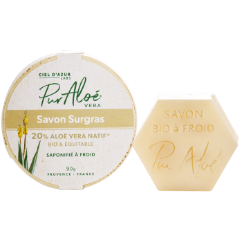 Aloe Vera Seife 20% überfettetes Bio Pur Aloé - Stück von 90 g