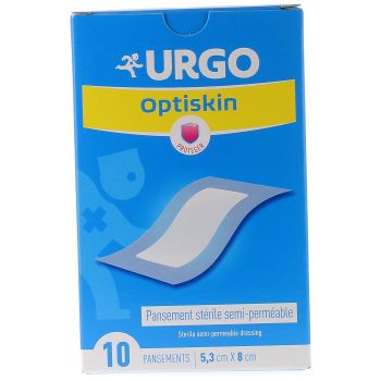 Steriler semipermeabler Verband Optiskin Urgo - Schachtel mit 10 Verbänden 5,3 cm x 8 cm
