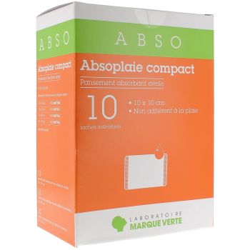 Absorbierende sterile nicht haftende Verbände Absoplaie Compact Abso - Packung mit 10 Einzelbeuteln