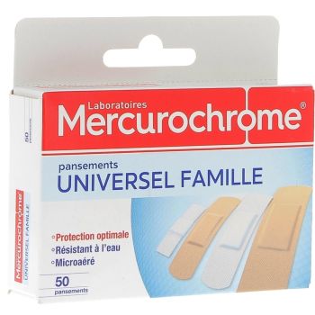 Universelle Pflaster Familie Mercurochrome - Schachtel mit 50 Pflastern