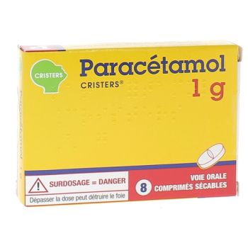 Paracetamol 1g Cristers - Packung mit 8 teilbaren Tabletten