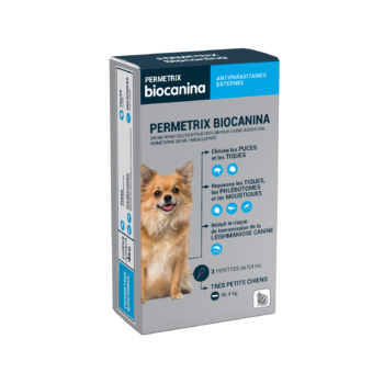 Permetrix Lösung für punktgenaue sehr kleine Hunde Biocanina - Packung mit 3 Pipetten zu 0,4 ml