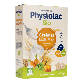 Physiolac Bio Getreide Gemüse ab 4 Monaten Gilbert - 200 g Packung