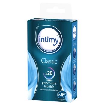 Gleitende Kondome Classic Intimy - Schachtel mit 28 Kondomen