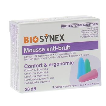 Biosynex Schaumstoff-Ohrenschutz - Box mit 3 Paaren