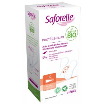 Flexibele & extra-d&uuml;nne Bio-Baumwoll-Slipeinlagen Saforelle - Schachtel mit 30 Slipeinlagen
