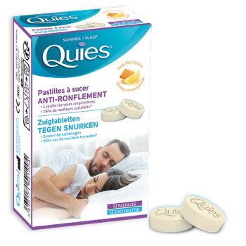 Anti-Schnarchen Lutschtabletten mit Honig-Zitronen-Geschmack Quies - Packung mit 12 Tabletten