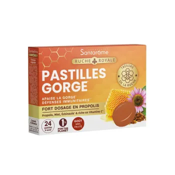 Königliche Bienenstock Halspastillen Santarome - Packung mit 24 Pastillen