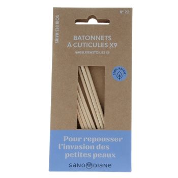 Nagelhautstäbchen exotisches Holz Sanodiane - 9 Stäbchen
