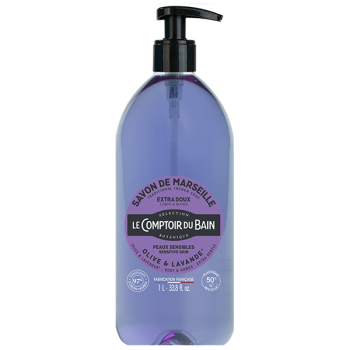 Flüssige Marseille-Seife Olive & Lavendel Le Comptoir du Bain - Pumpflasche 1 L