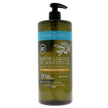 Dermasens Flüssigseife aus Marseille mit Honigblüten-Duft Marke Verte - Pumpflasche 1L