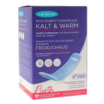 Wiederverwendbares flexibles Wickeltuch nach der Geburt beruhigend kalt/warm Lansinoh - Box mit einem Tuch + 12 Einwegbeuteln